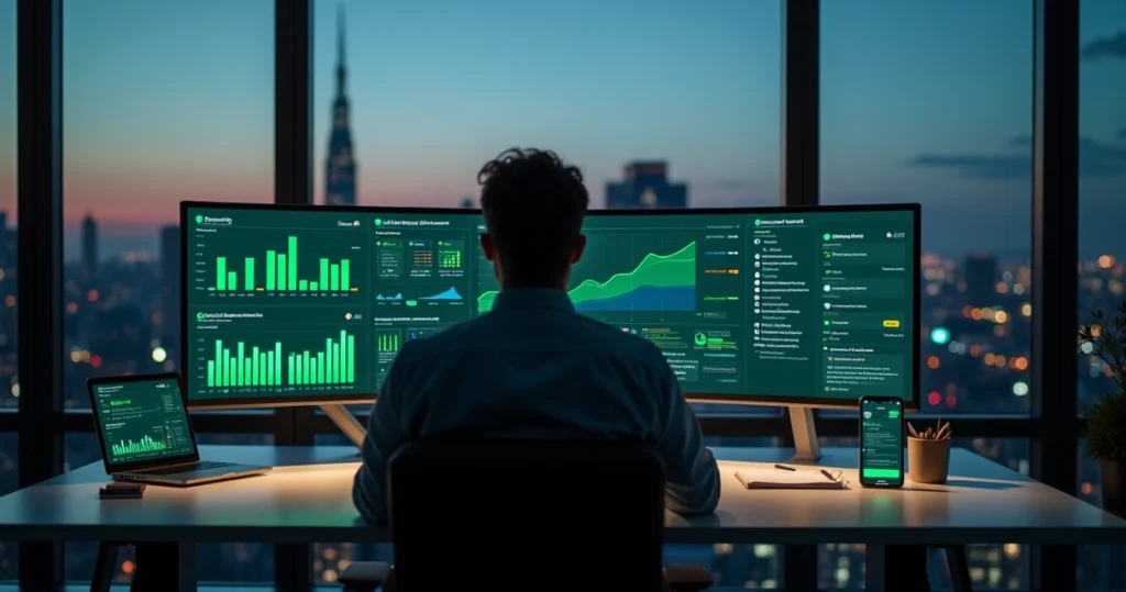 Gestor analisando painel com alertas de membros em risco no WhatsApp
