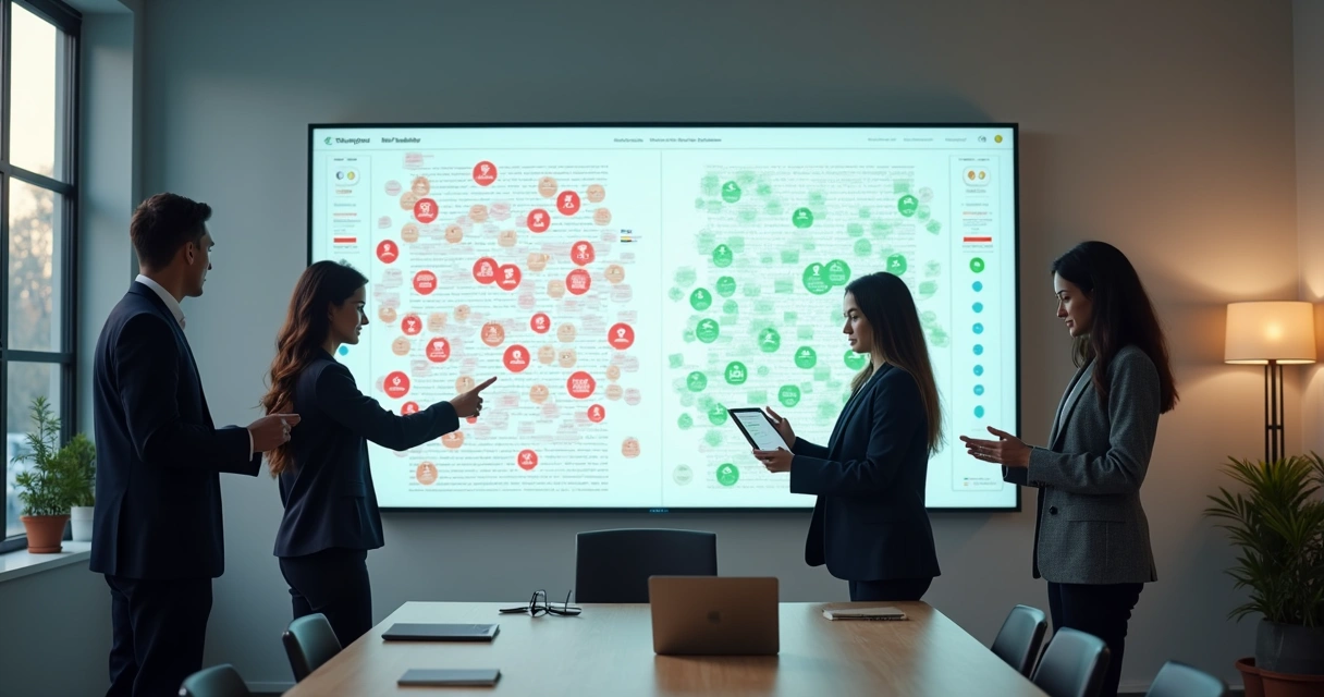 Dashboard destacando ruídos e acertos na comunicação de equipe B2B em grupos online
